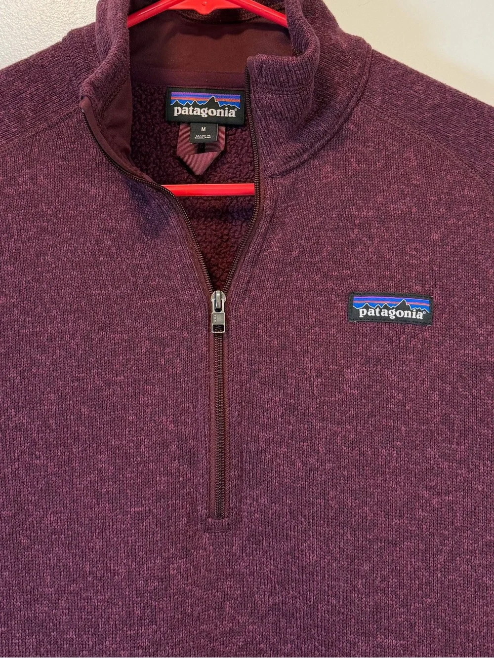 Patagonia‎ Better Sweater 1/4 Zip Burgundy Space dye Fleece Women’s Size Medium